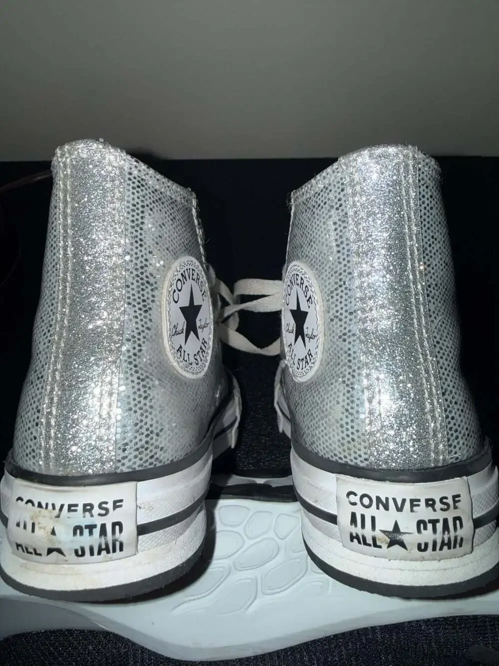 Converse Chuck Taylor All Star Lift Disco Glitter High Top Youth Silver-12